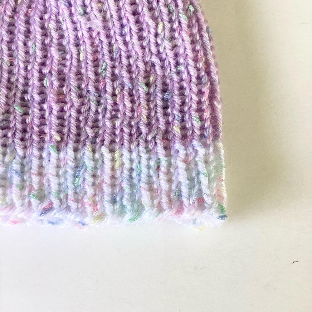 Baby Hat Hand Crafted Purple Knit Pom-Pom Beanie - Picture 4 of 13